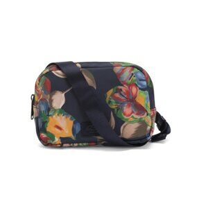PATRICIA NASH Le Fleur Navy Print Leather And Coated Fabric Tremezzo Belt Bag